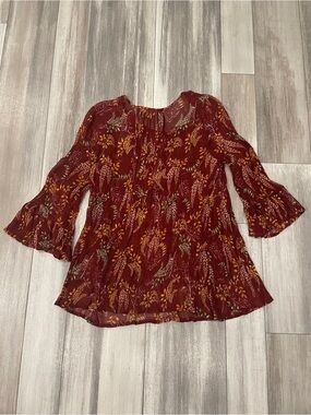 SUNDANCE Sheer cottagecore Winthrop Garden Floral Pintuck Boho Blouse Medium
